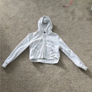 Brandy Melville White Zip-Up Hoodie